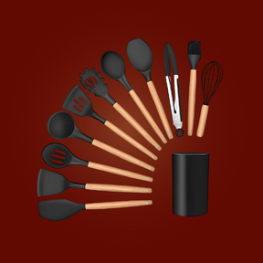 Kit de cozinha cabo de madeira