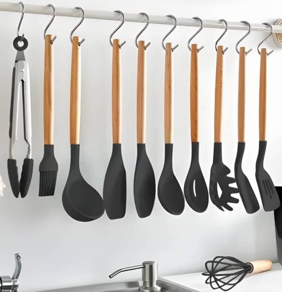 Kit de cozinha cabo de madeira